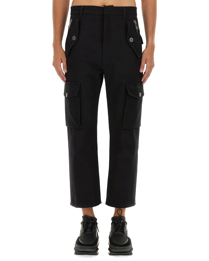 Balmain Cotton Cargo Pants — Black Black