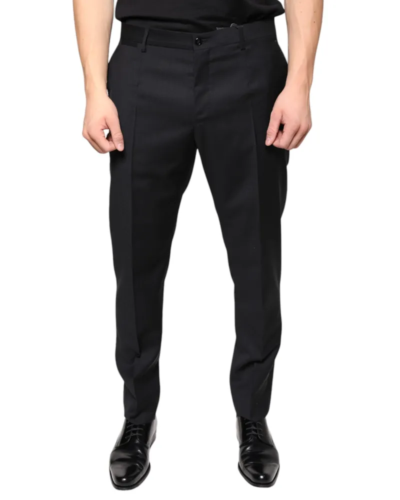 Dolce & Gabbana Black Wool Skinny Men Dress Pants Virgin Black