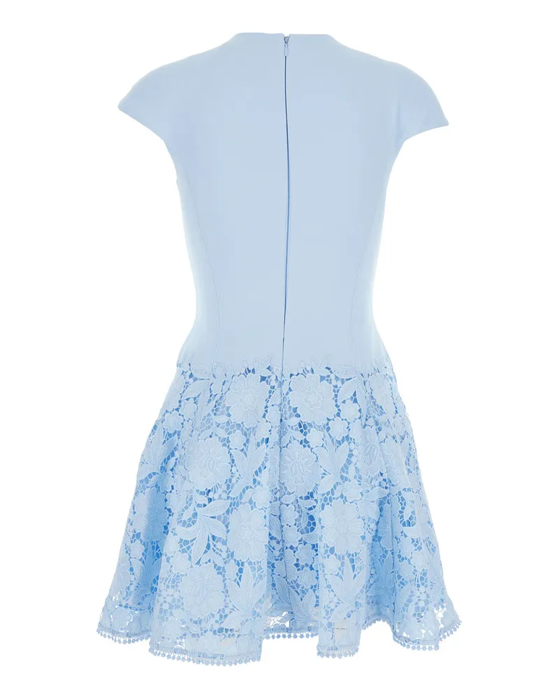 Self-Portrait Women's Mini Dress Light Blue Tech Fabric Blue