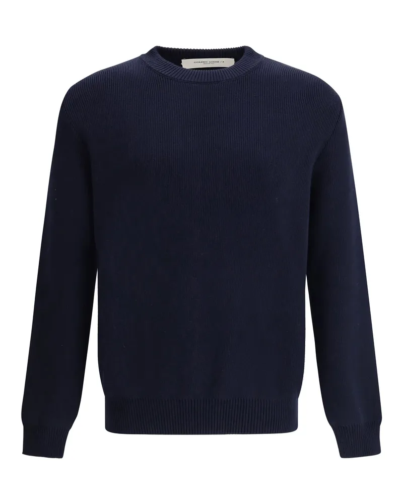 Golden Goose Men's Sweater Golden Dark Blue Cotton Navy