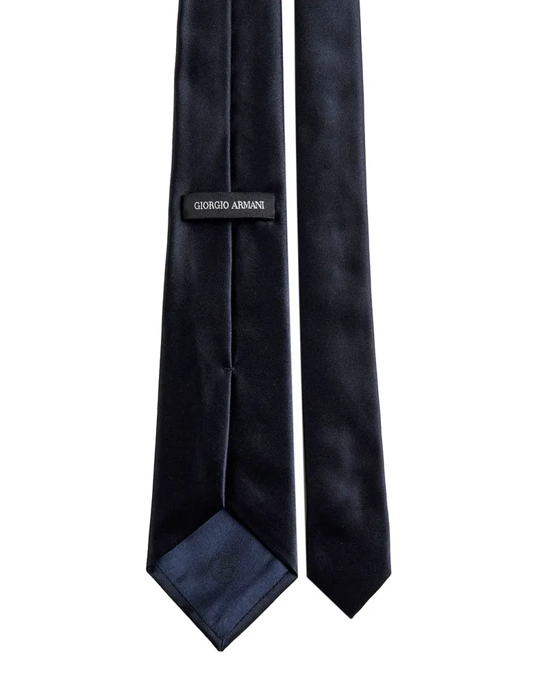 Giorgio Armani Men's Tie Night Blue Twill Silk Ties & Bow Navy