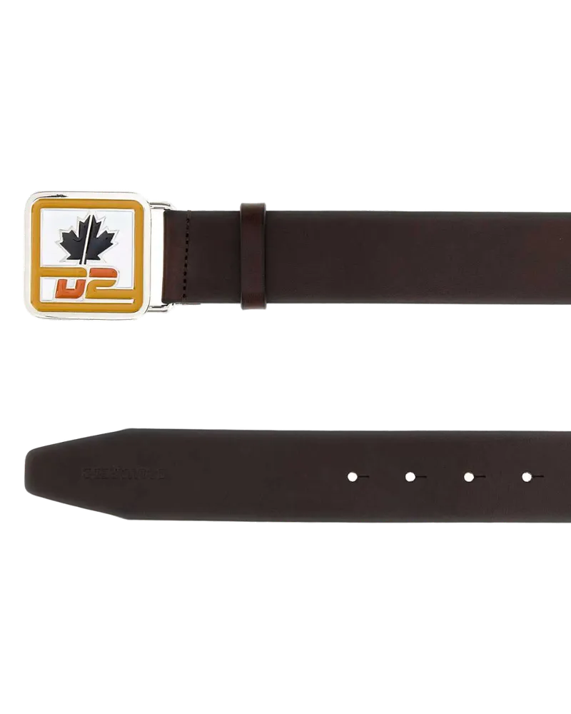 Dsquared2 Leather D2 Patch Belt — Brown Brown