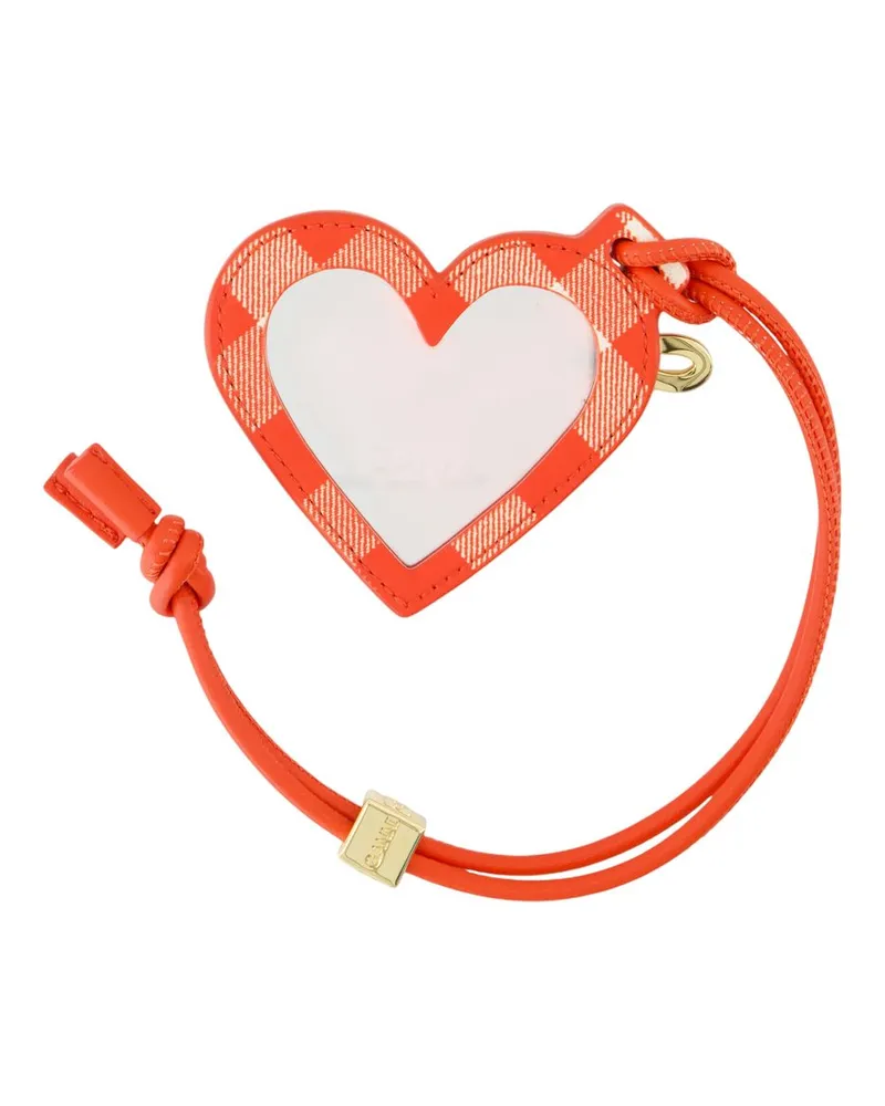 Ganni Women's Bou Heart Keyring Leather Red Calfskin Accessories Keychains Red
