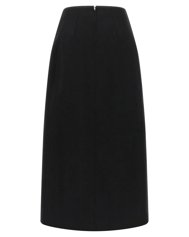 Jil Sander Virgin Wool Slit Skirt Skirt — Black Black