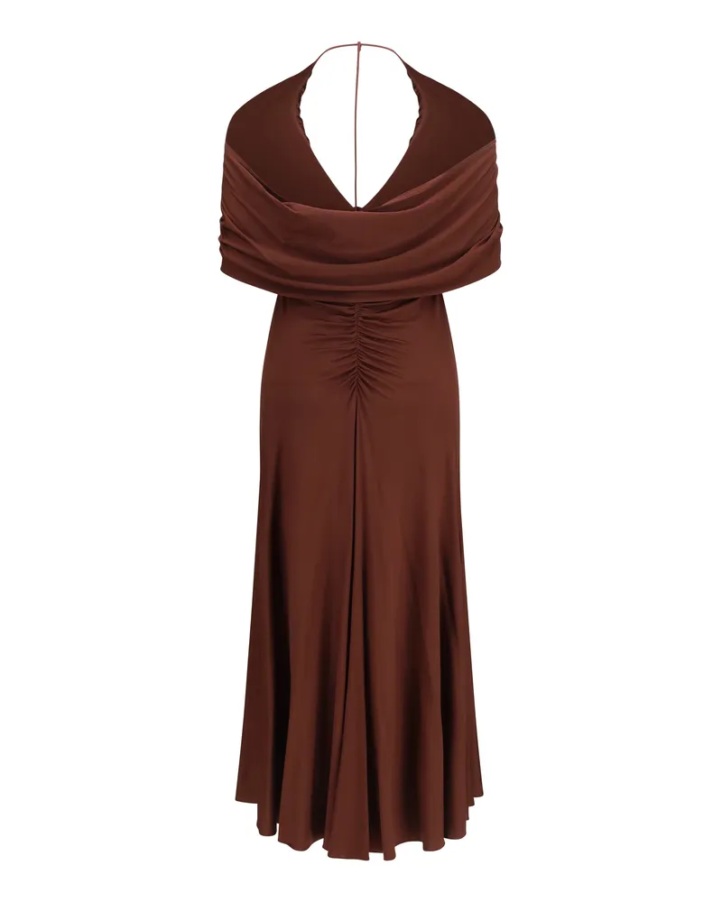 Self-Portrait Women's Jersey Midi Dress Brown Viscose; Elastane Brown