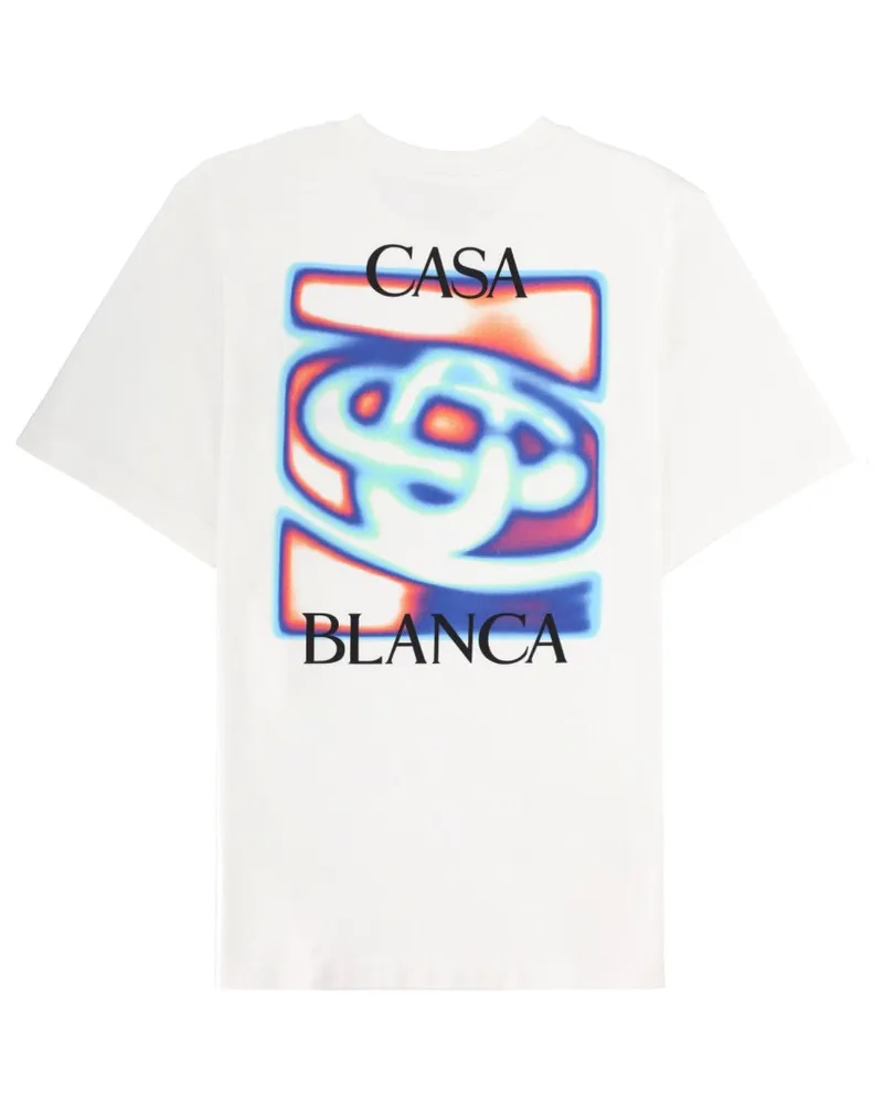 Casablanca Paris Print Organic Cotton T-Shirt — White White