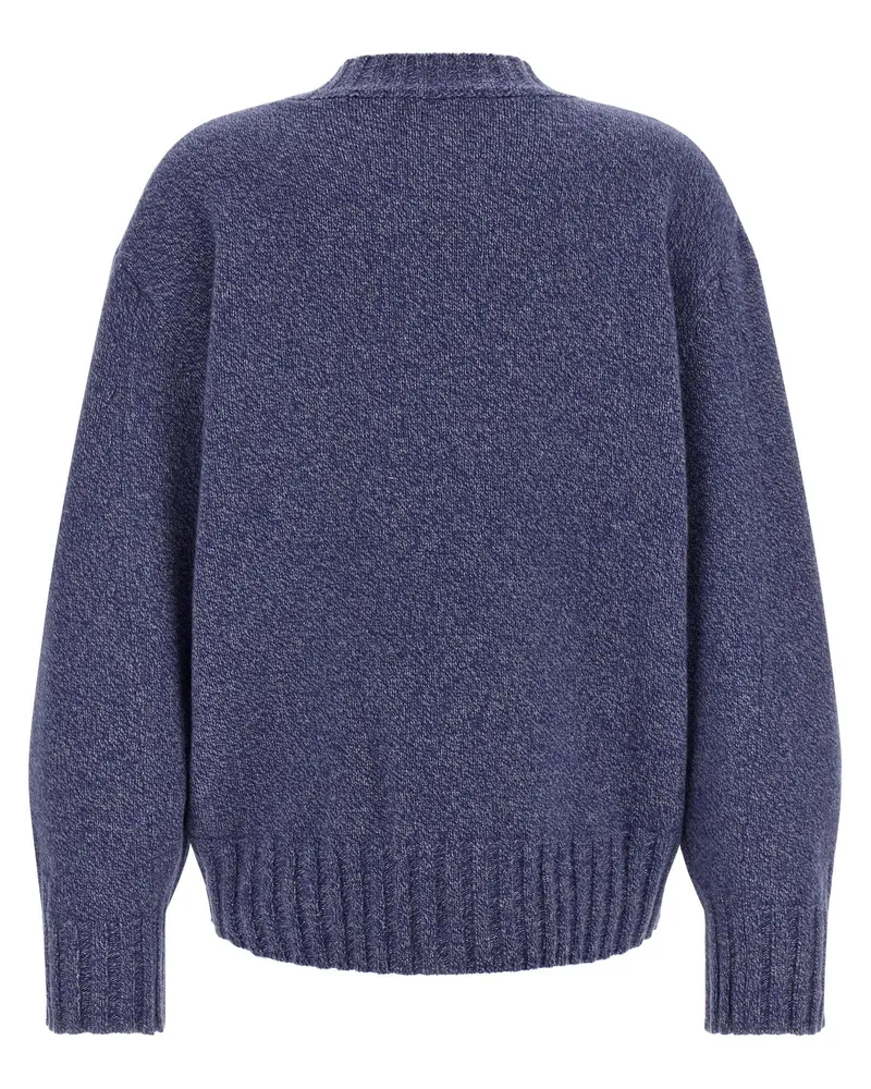 ATTICO Asymmetrical Hem Virgin Wool-Cashmere Sweater — Indigo Indigo