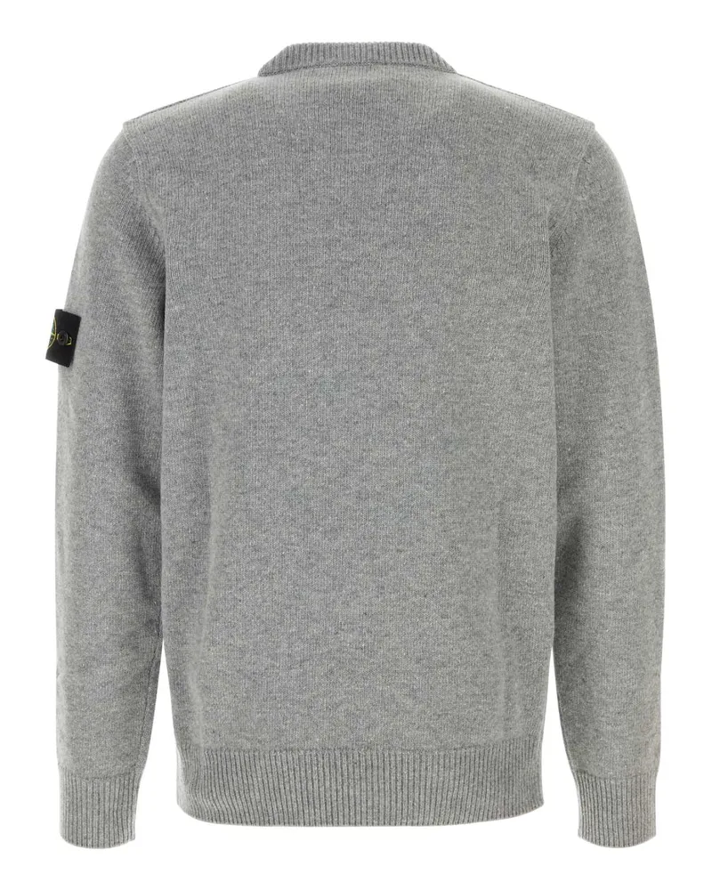 Stone Island Men's Grey Wool Blend Sweater Exterior: Virgin Nylon Maglieria Gray