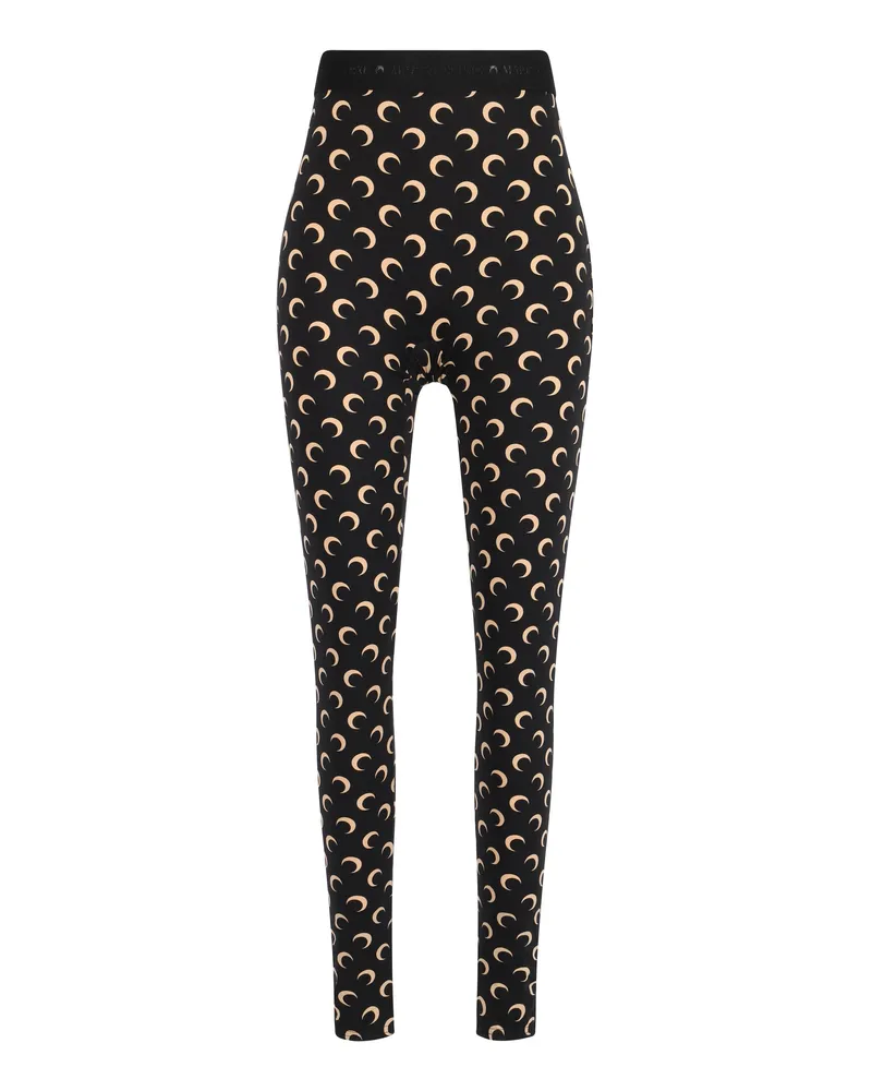 Marine Serre Logo-Monogram Leggings — Black Black