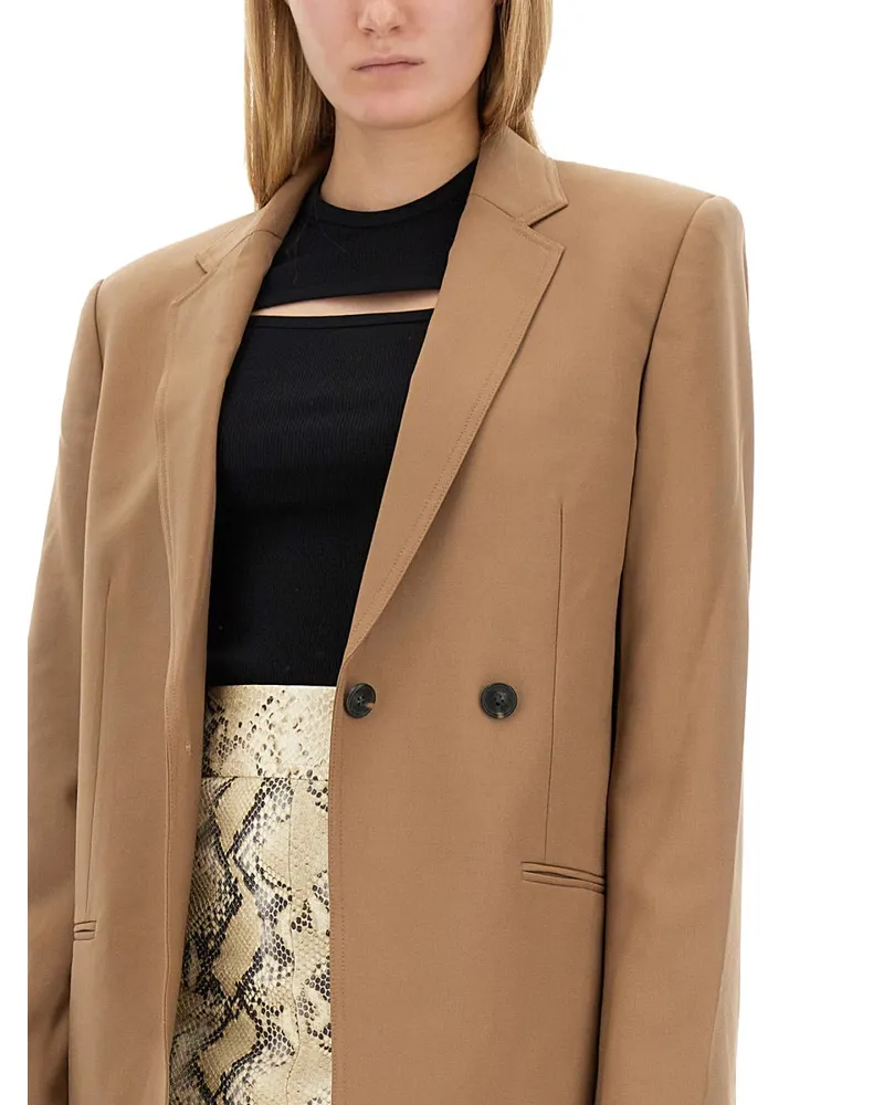 Helmut Lang Single-Double Breasted Virgin Wool Blazer — Beige Beige
