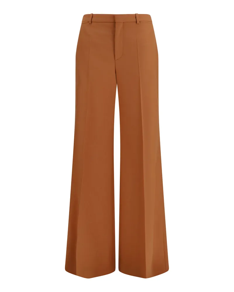 Chloé Women's Pants High-Waisted Flared Cotton Tannish Red Trousers Orange