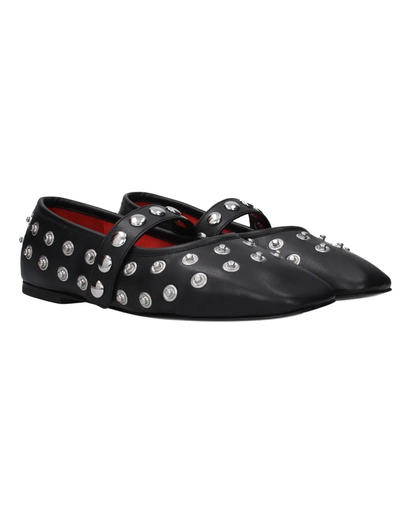 Stella McCartney Women's Black Leather Ballet Flats Black