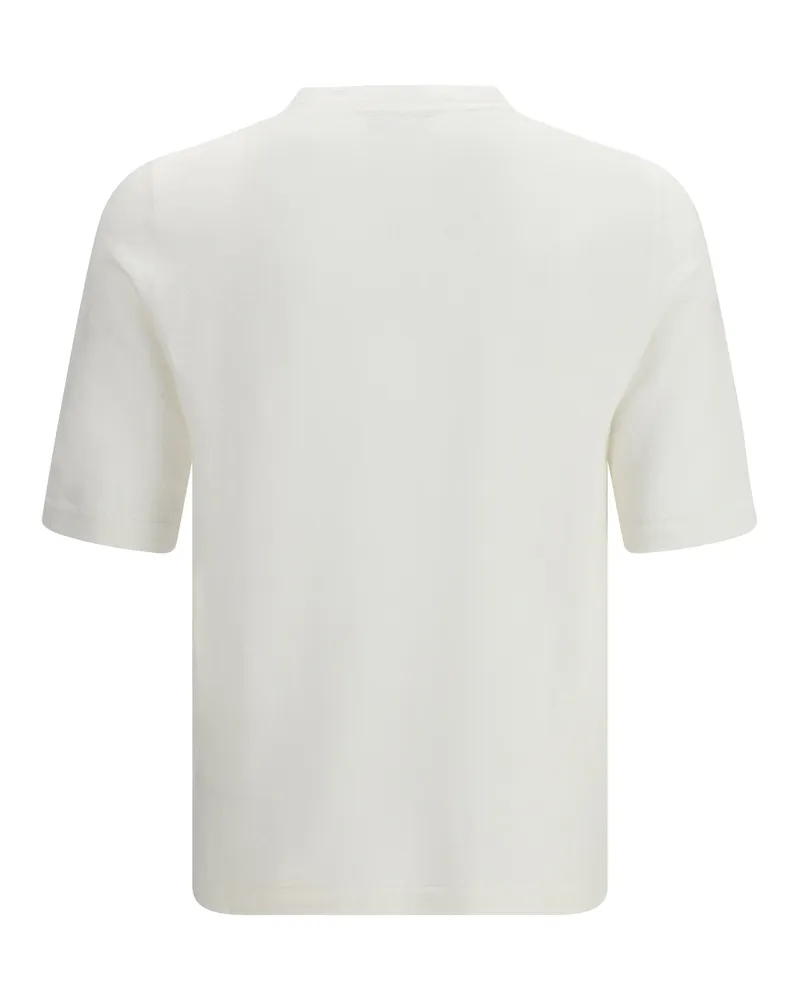 LARDINI Linen and Cotton Knit T-Shirt — White White