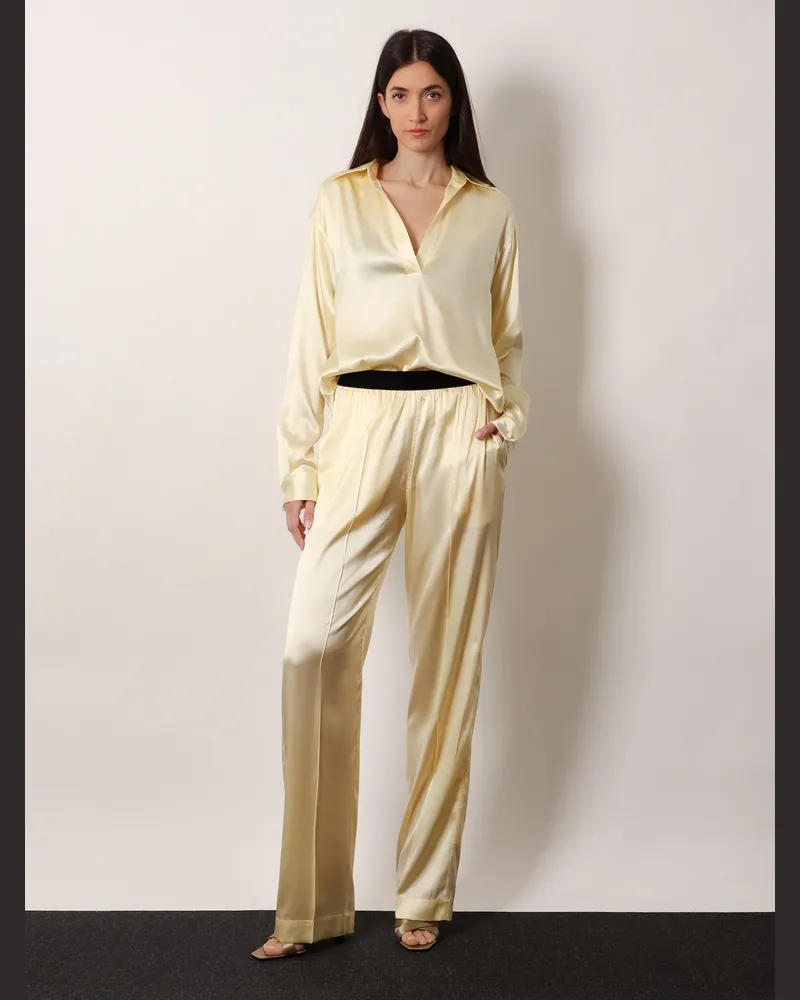 Tom Ford Women's Stretch Satin Trousers Yellow Silk Yellow