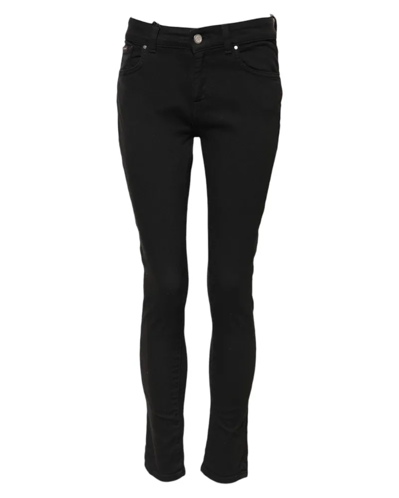 Dolce & Gabbana Women's Black Cotton Skinny Mid Waist Denim Jeans Elastane Clothing Black