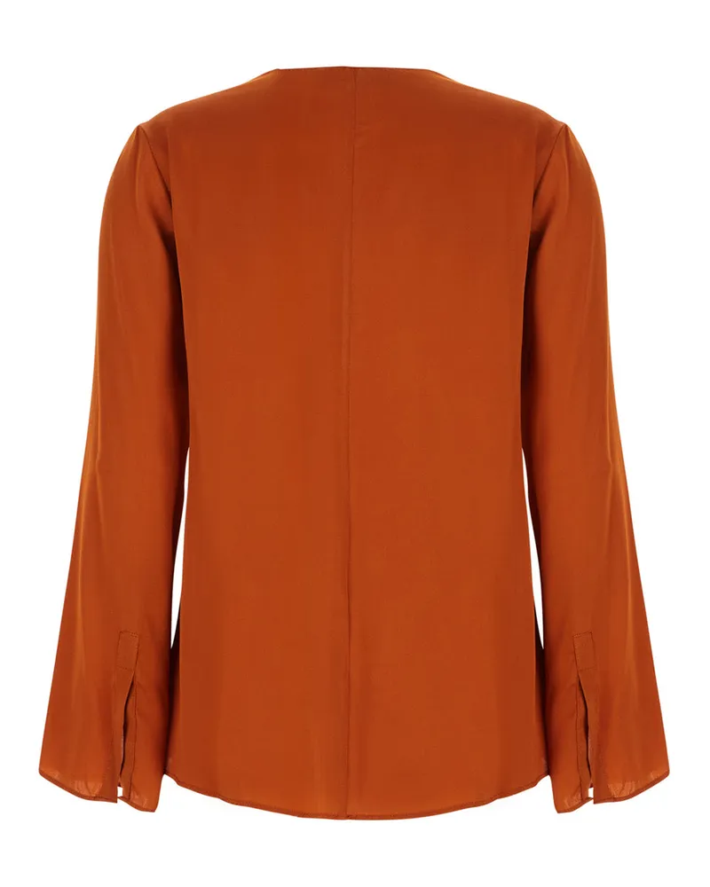 Jucca Silk V-Neck Blouse — Orange Orange