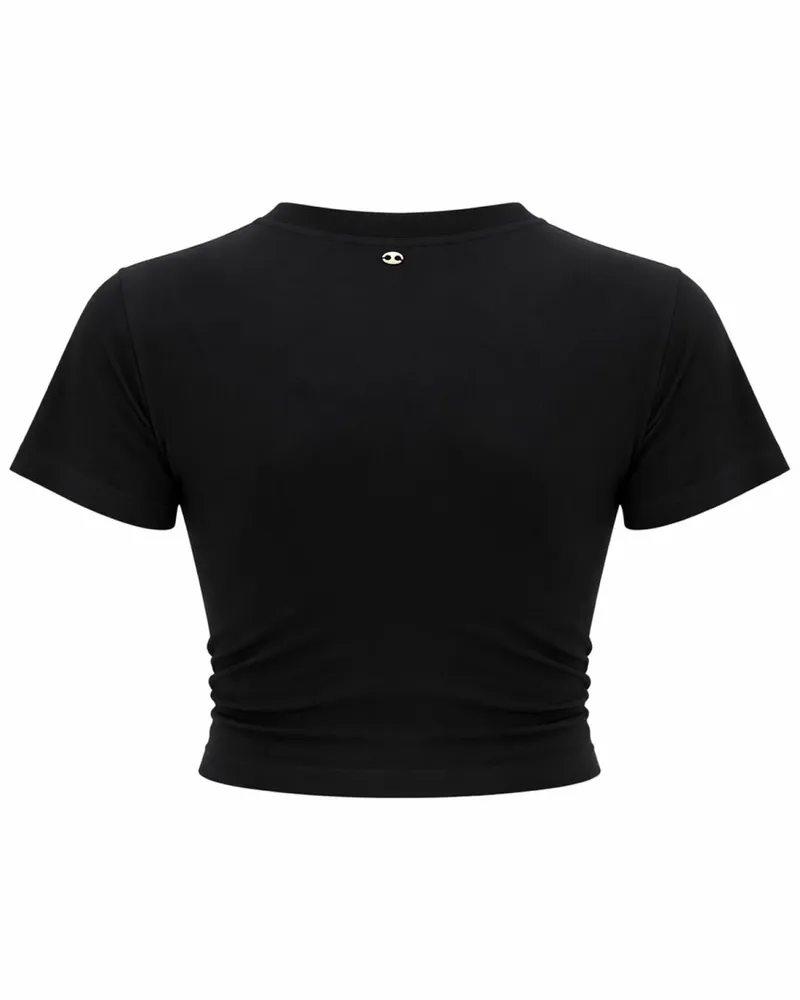 Paco Rabanne Cropped Cotton T-Shirt — Black Black