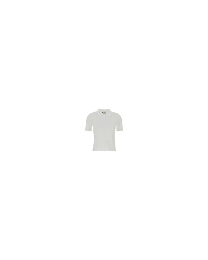 Tory Burch Women White Stretch Viscose Blend Polo Shirt T-shirts And Polos White