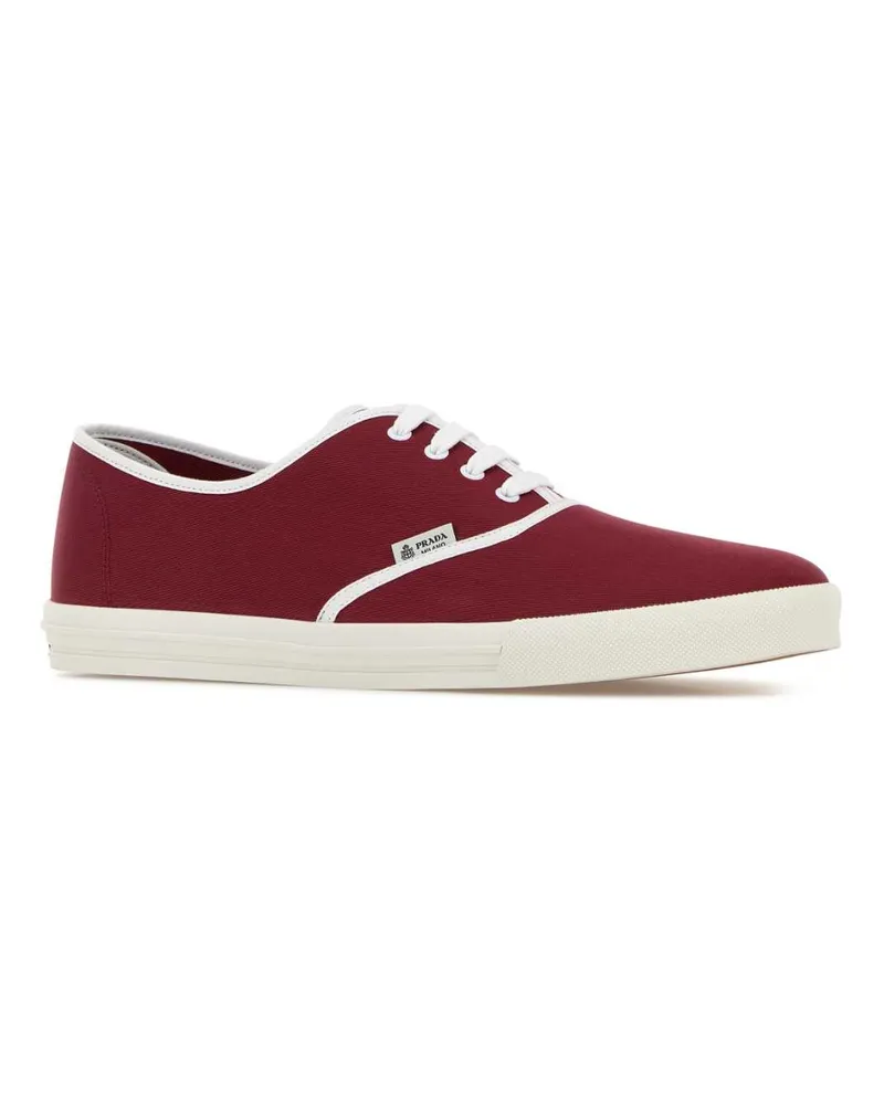 Prada Men's Tiziano Red Canvas Sneakers Bordeaux Red