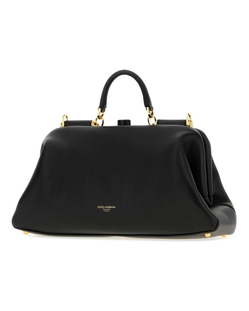 Dolce & Gabbana Lambskin Leather Top Handle Bag — Black Black