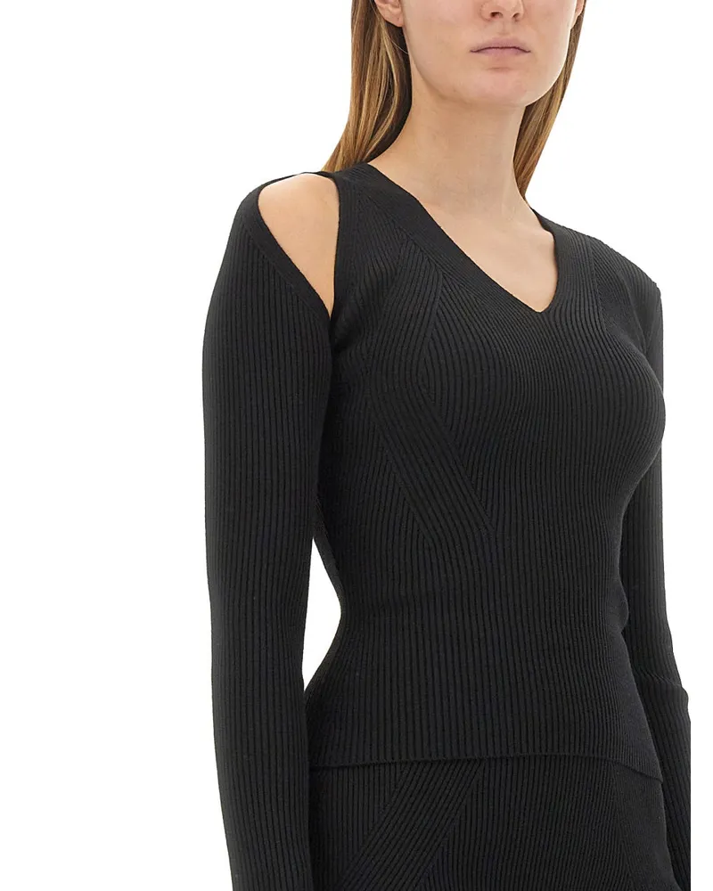 Alexander McQueen Cutout Wool Blend Sweater — Black Black