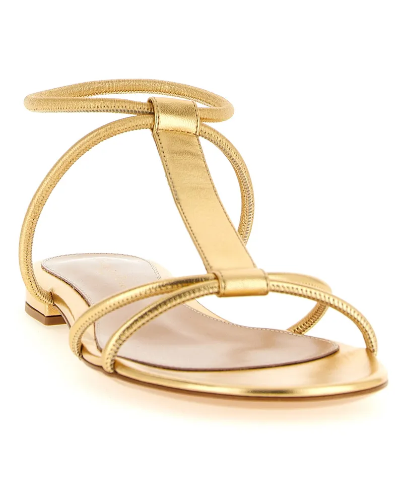 Gianvito Rossi Women's Gold Lamb Leather Flat Sandals Gold