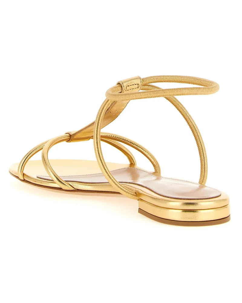 Gianvito Rossi Women's Gold Lamb Leather Flat Sandals Gold