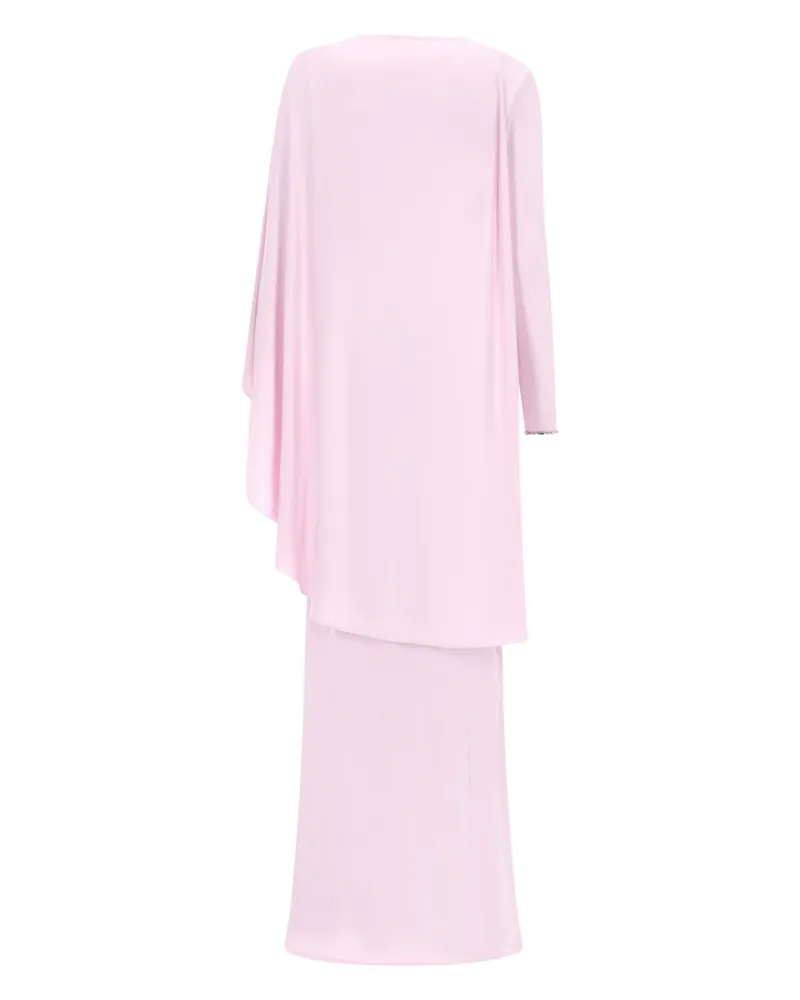 Self-Portrait Draped Viscose Dress — Pink Pink