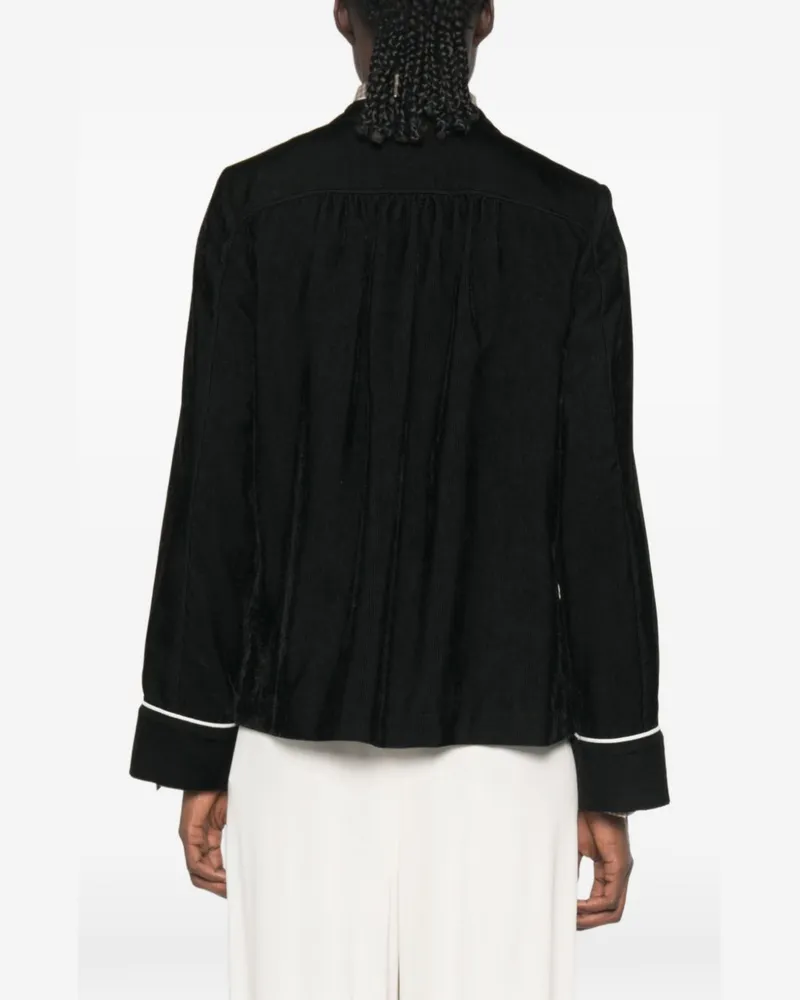forte_forte Corduroy with Contrast Piping Jacket — Black Black