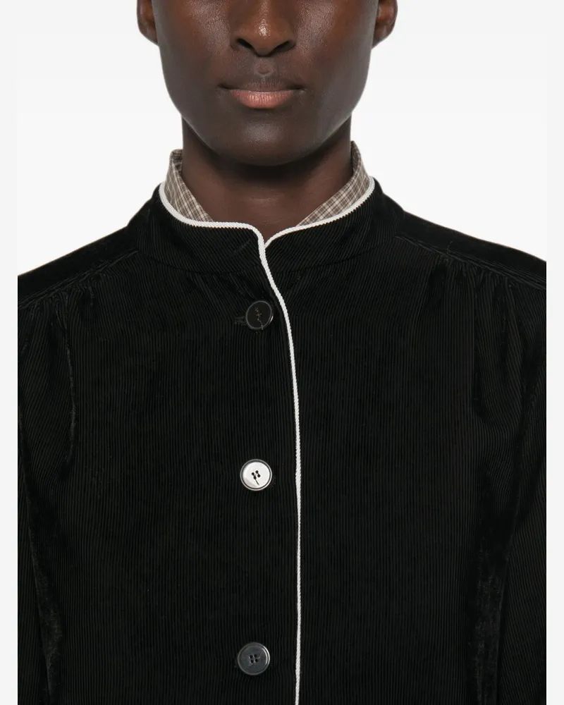 forte_forte Corduroy with Contrast Piping Jacket — Black Black