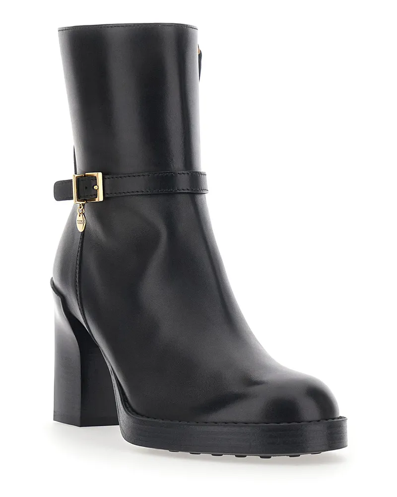 TOD'S Women's Ankle Boots Black Leather Sheep Black