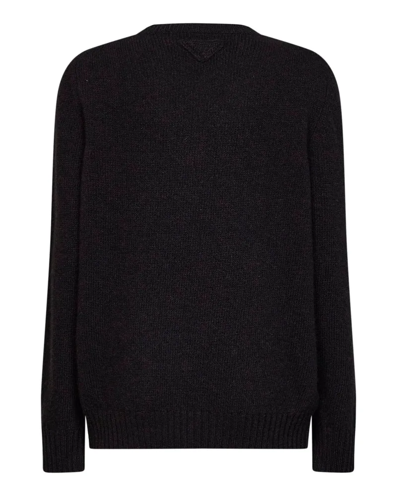 Prada Women's Crewneck Cashmere Wool Sweater, Black Virgin Black