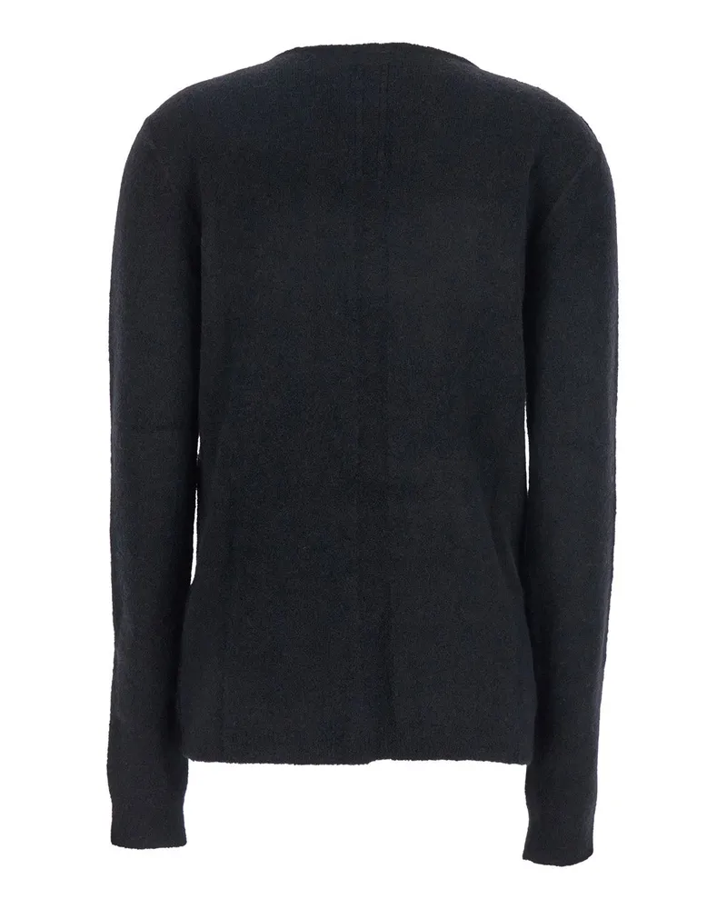 Rick Owens Cut-Out Distressed Alpaca Sweater — Black Black