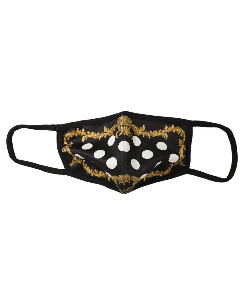 Dolce & Gabbana Baroque Print Polka Dot Face Mask — Black Black