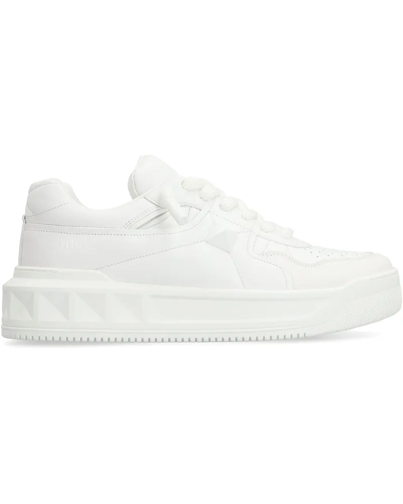 Valentino Garavani Men's One Stud Xl Low-Top Sneakers White Calf Trainers White