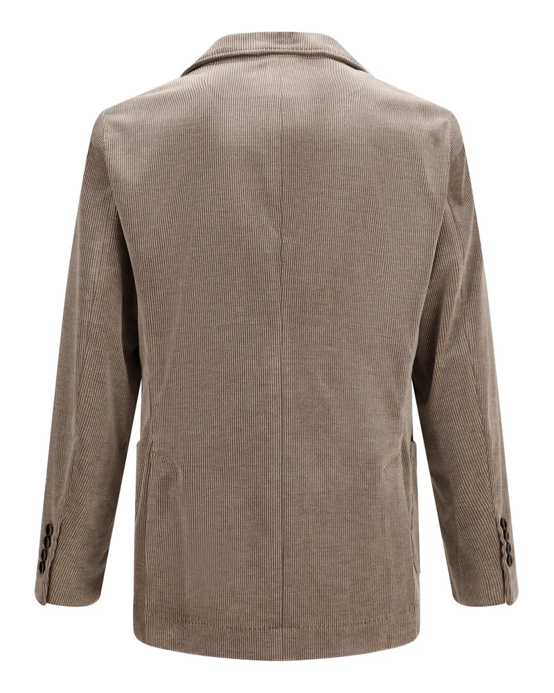 Brunello Cucinelli Men's Double-Breasted Corduroy Jacket Granito Gray