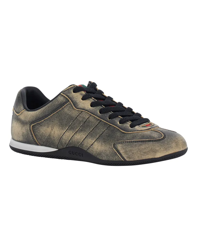 Gucci Women's Sneakers Elan Black Suede Calfskin Trainers Black