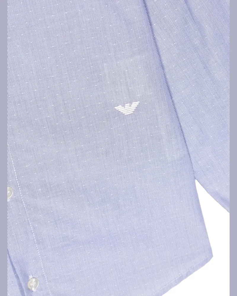 Emporio Armani Long Sleeve Cotton Shirt — Blue Blue