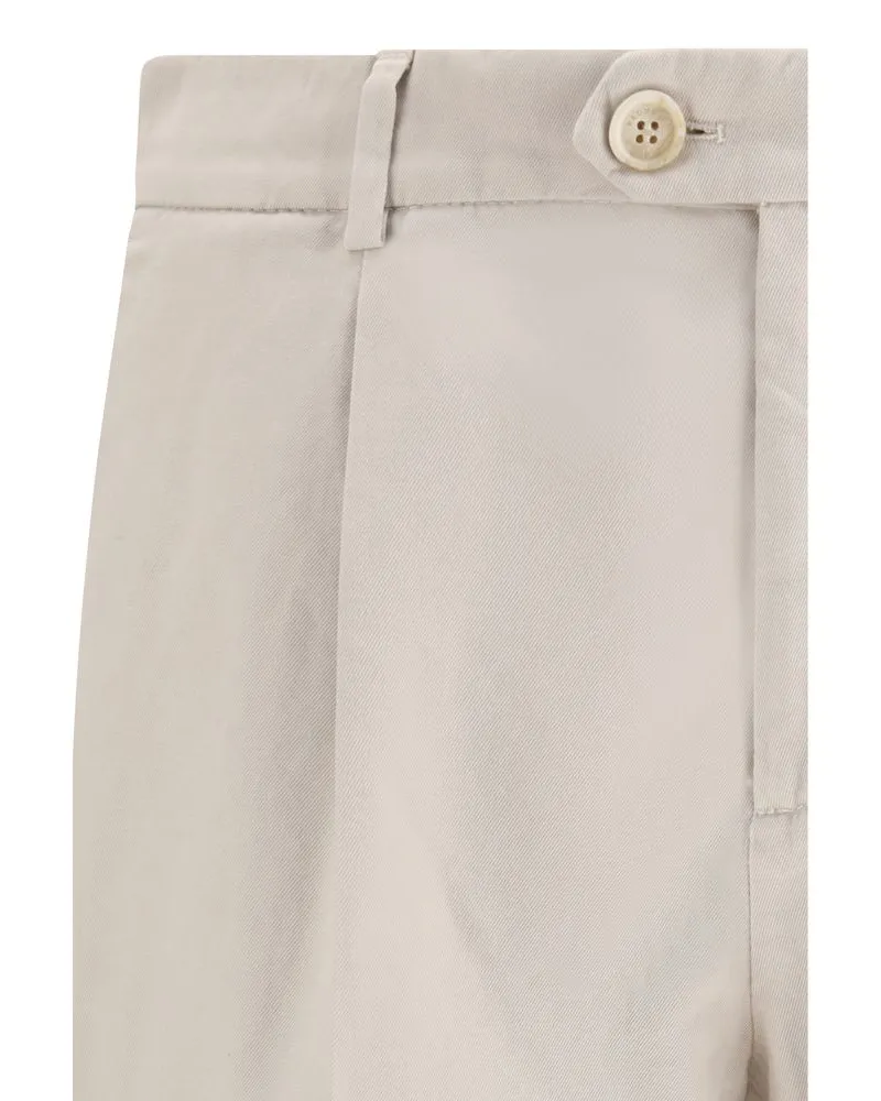 Brunello Cucinelli Cotton Trousers — Beige Beige
