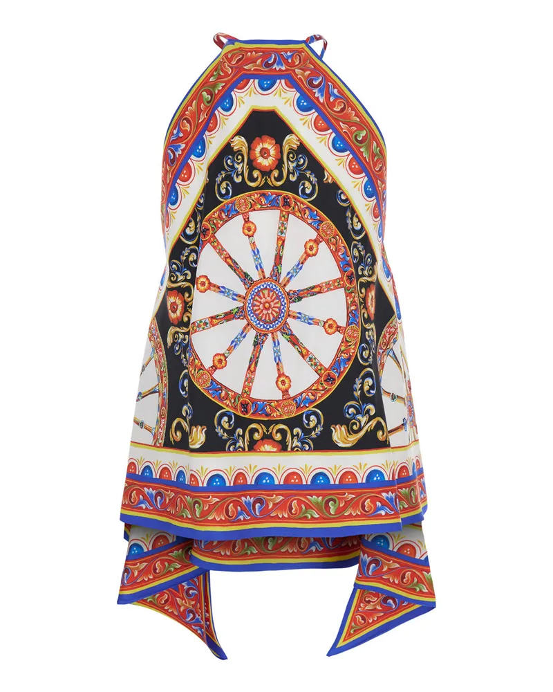 Dolce & Gabbana Women's Sleeveless Silk Top Multicolour Tops Multicolor