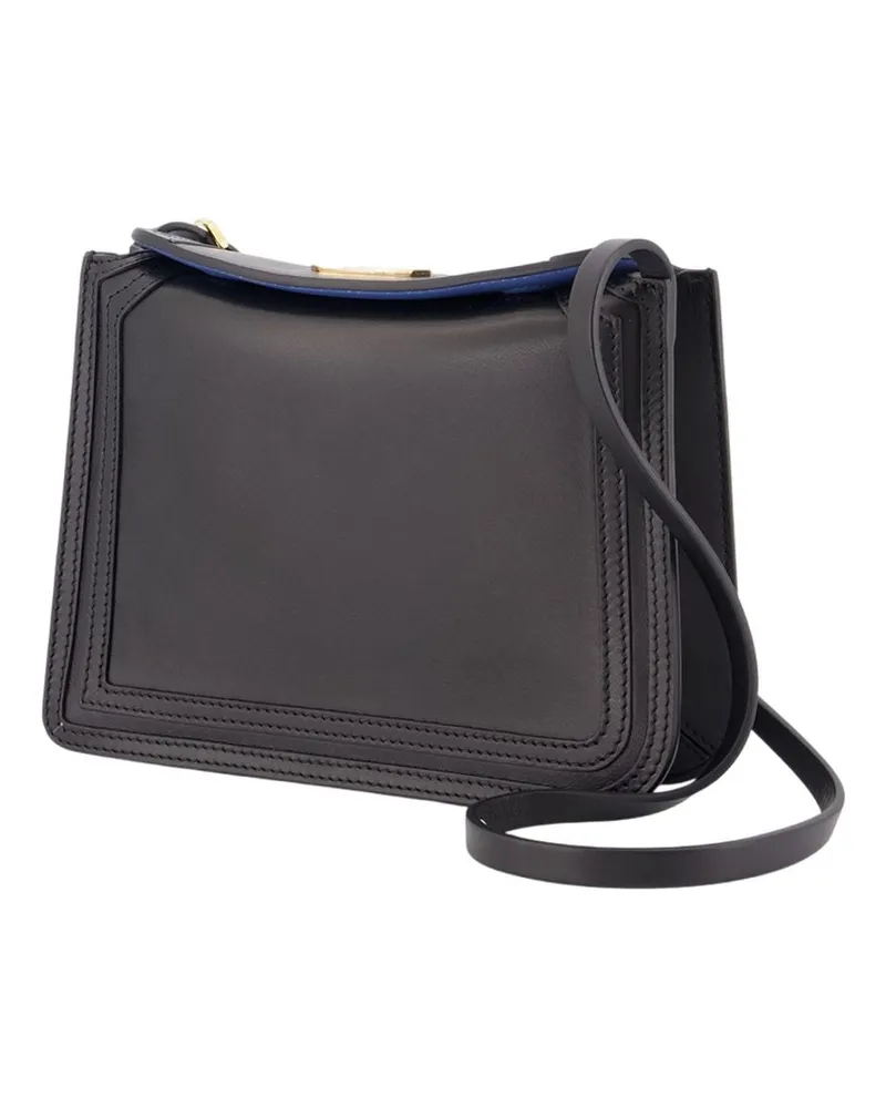 Lanvin Women's Compagnon 16 Asymetrical Crossbody -  Leather Black Calfskin Bags Crossbodies Black