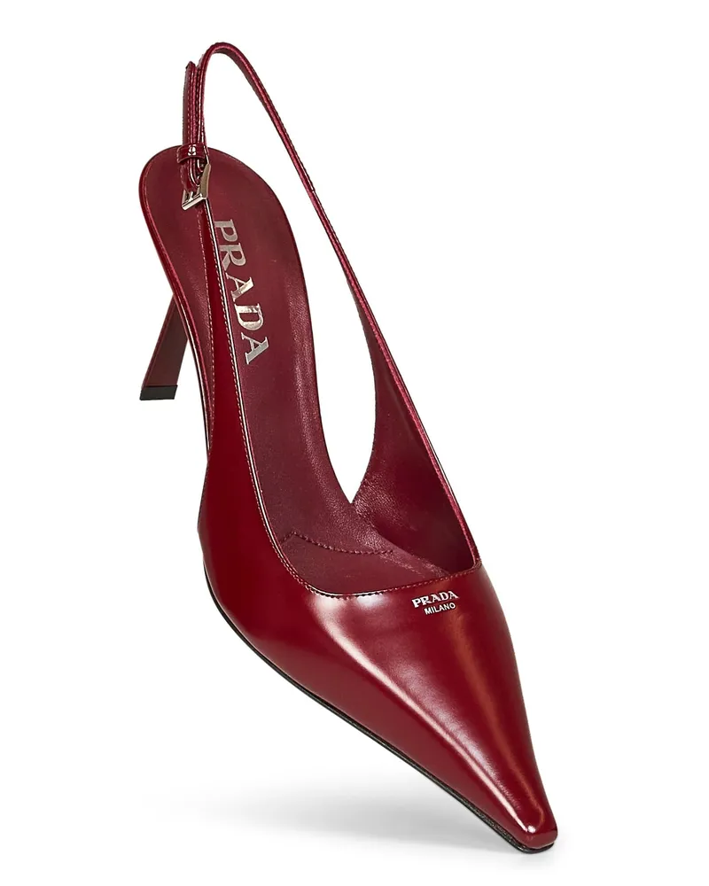 Prada Brushed Calf Leather Slingback Heel — Red Red