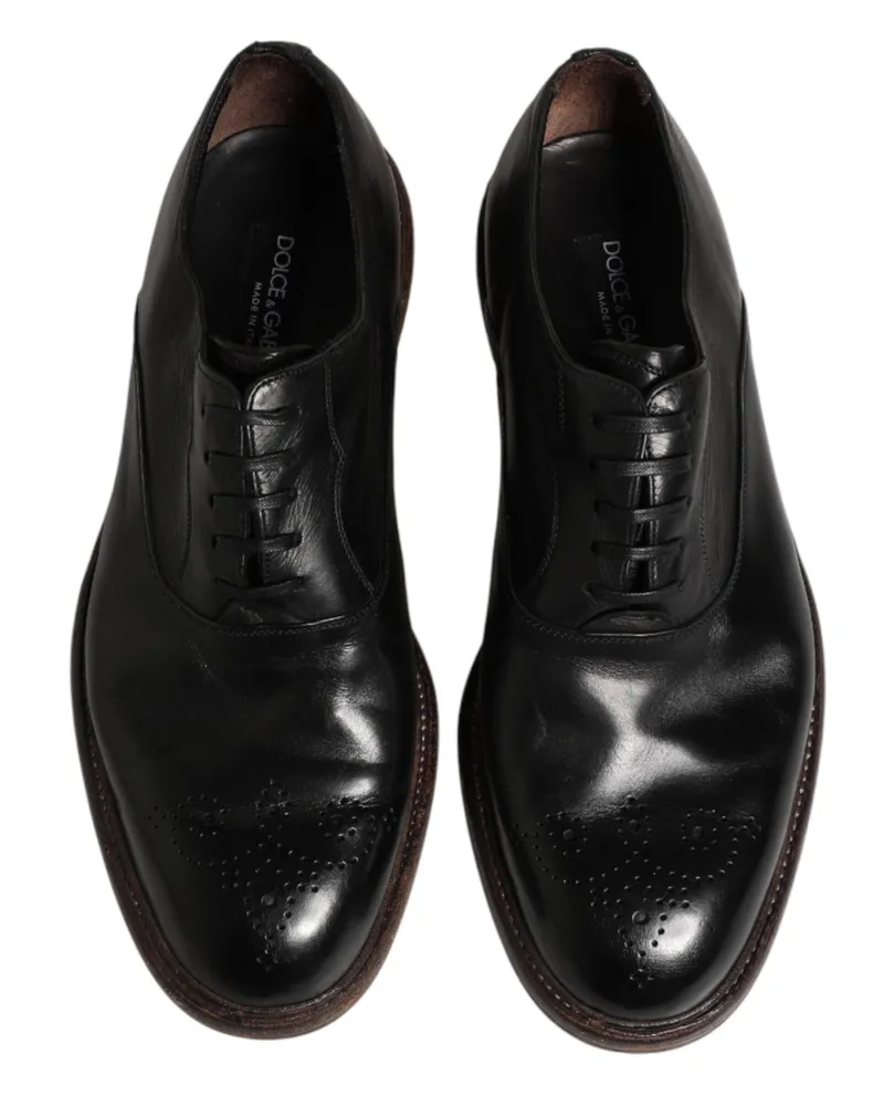 Dolce & Gabbana Men's Black Calfskin Leather Oxford Dress Shoes Calf Black