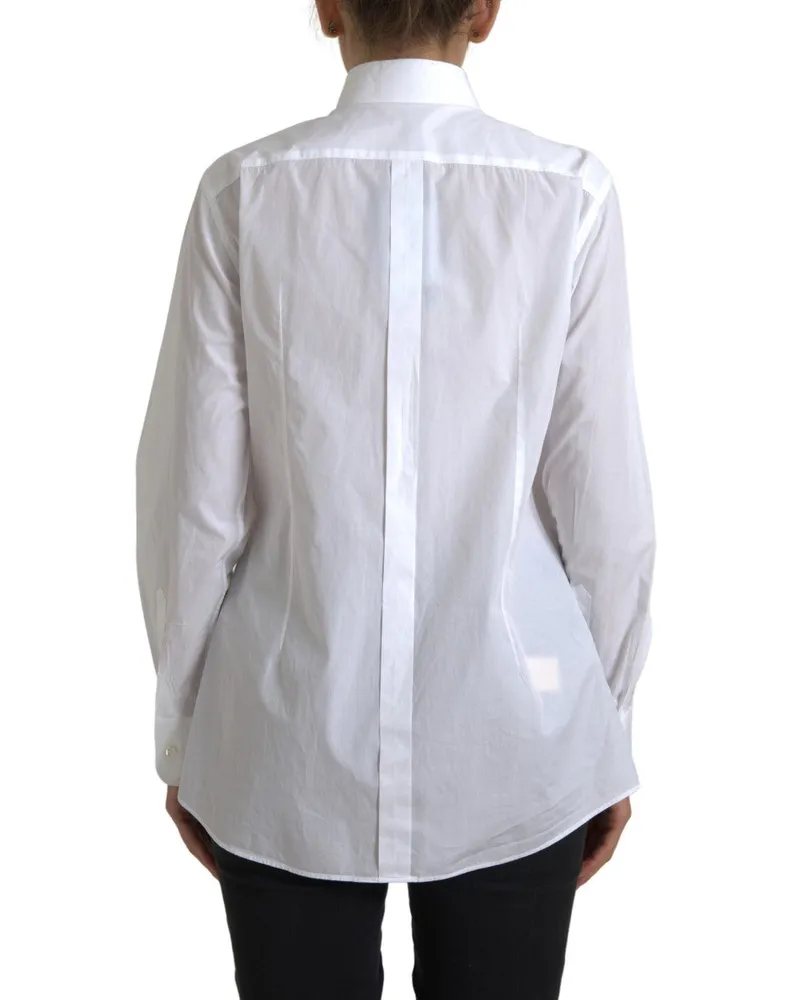 Dolce & Gabbana Women's Cotton Collared Long Sleeves Shirt White White