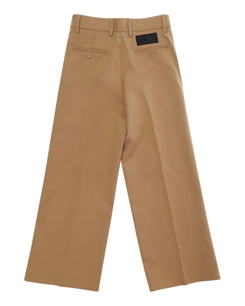 Maison Margiela Boys' Trousers Unisex Brown Wool Blend Brown