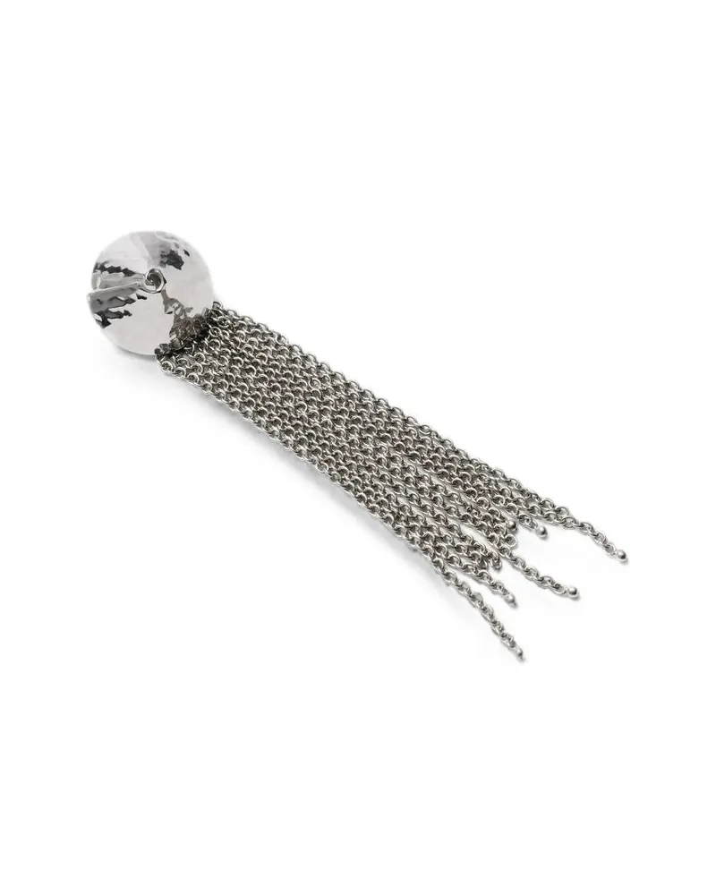 Christophe Lemaire Hammered Brass Chain-Tassel Brooch — Silver Silver