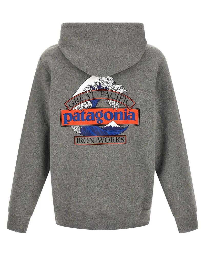 Patagonia Hokusai Graphic Cotton-Blend Hoodie — Gray Gray