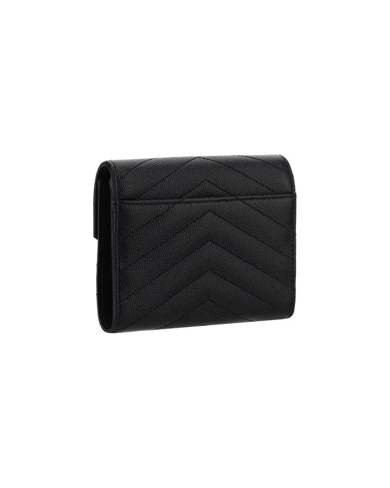 Saint Laurent Women's Black Calf Leather Bos Taurus Wallet Black