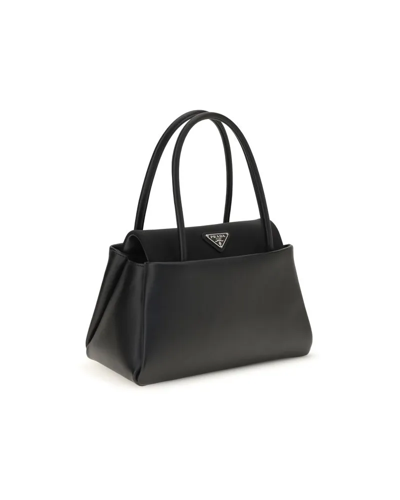 Prada Women's Black Calf Leather Bos Taurus Handbag Bag Black