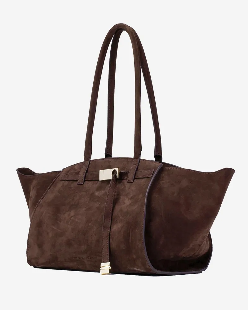 Benedetta Bruzziches Women's Suede Shoulder Bag Dark Brown Brown